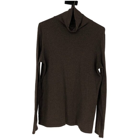 Denver Hayes Brown Cotton Longsleeve Marled Turtleneck Size M - Picture 1 of 13